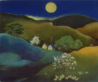 Moon over Gloucestershire - oil painting