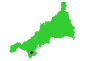 map of Cornwall showing the location of the Helford River