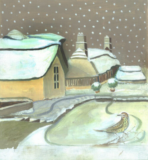 The Thatched House, Tunley - oil painting