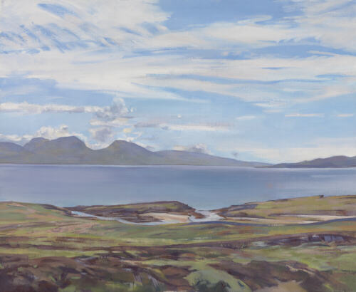 Looking across to Jura and Islay from Colonsay, Scotland - oil  painting by Sarah Bryant