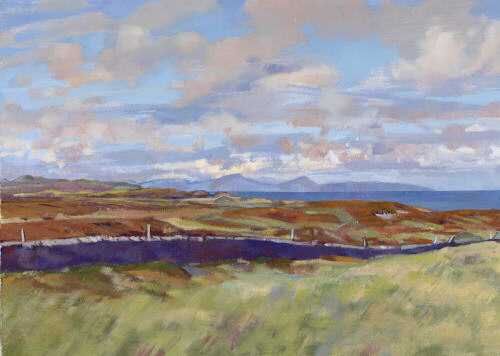 >Looking towards Mull from Colonsay, Scotland - oil  painting by Sarah Bryant