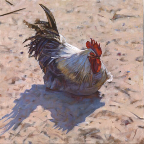 Elvis the cockerel - oil painting by Sarah Bryant
