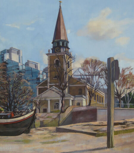 St Mary's Church, Battersea, London - oil painting by Sarah Bryant
