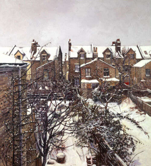Snow in Wandsworth - oil painting by Sarah Bryant