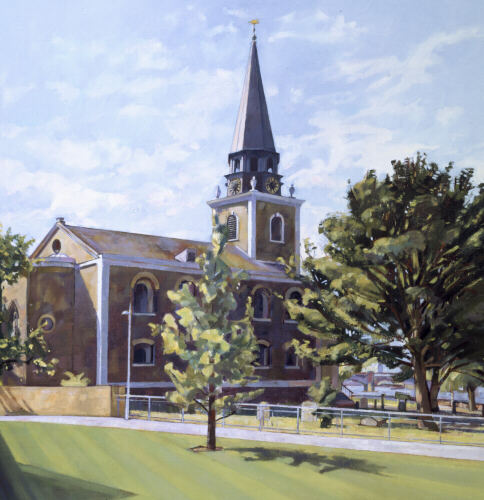 St Mary's Church, Battersea, London - oil painting by Sarah Bryant