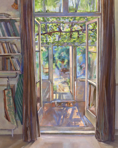 Looking through to the garden - oil painting by Sarah Bryant