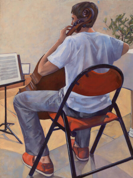 cellist - oil painting by Sarah Bryant