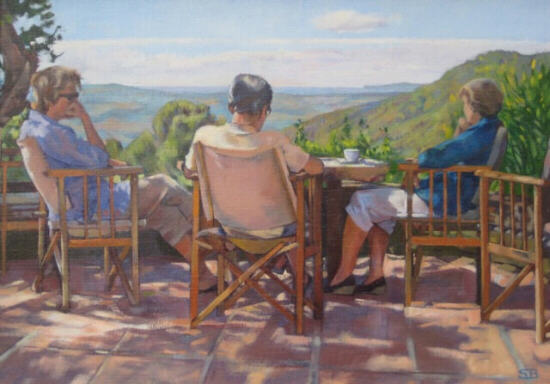 'Breakfast in Andalusia'  - oil portrait painting by Sarah Bryant