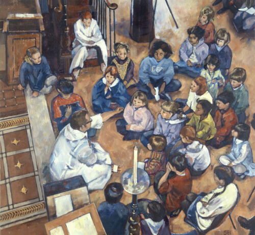 'The Family Service' - painting by Sarah Bryant