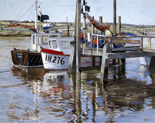 Fishing boats on the Blyth - oil painting by Sarah Bryant