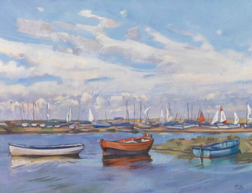 High tide at Brancaster Staithe - oil painting by Sarah Bryant