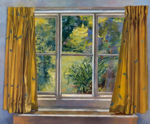 New curtains at Marsh Farm - oil painting by Sarah Bryant