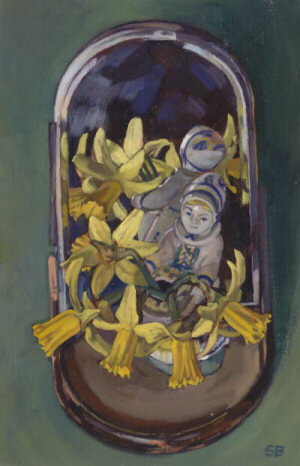 Daffodils reflected - oil painting by Sarah Bryant