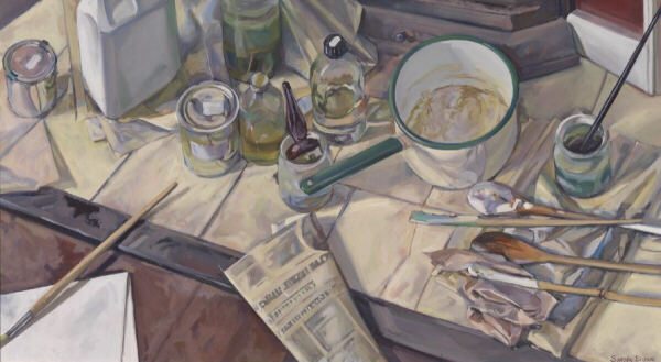Studio paraphernalia - oil painting by Sarah Bryant