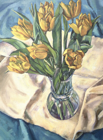 Yellow tulips - oil painting by Sarah Bryant
